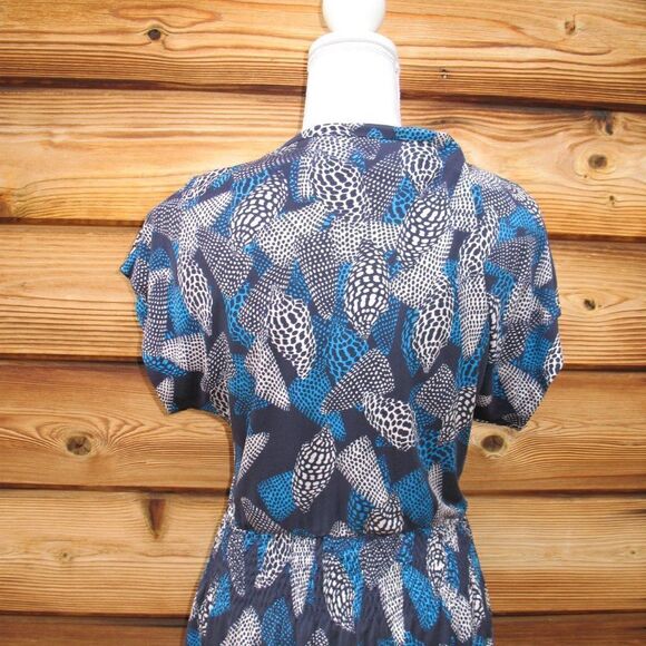 Tory Burch Silk Jersey Surplice Blue Print Dress - Picture 7 of 10